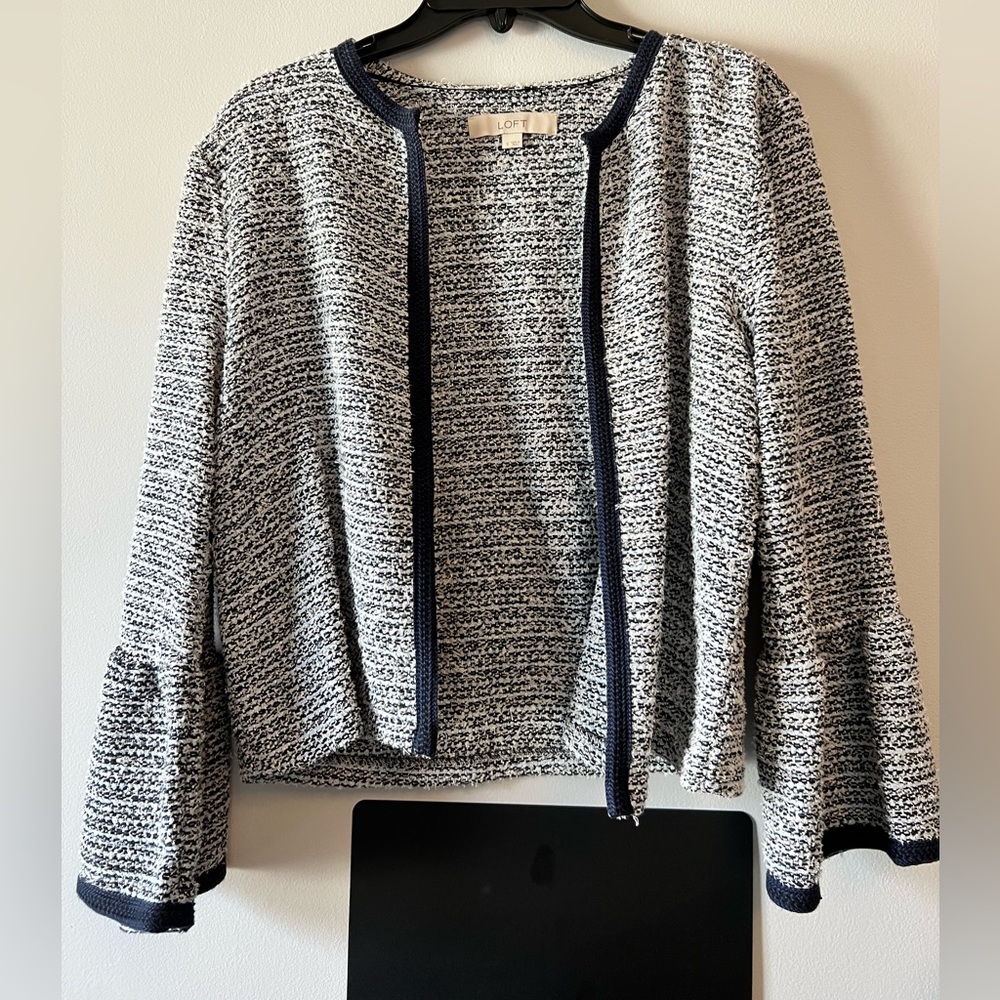 Loft navy & powder blue tweed blazer- size small